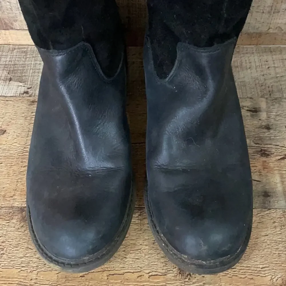 Lucky Brand Nivo Black Over The Knee Leather Suede Boots Size 8.5